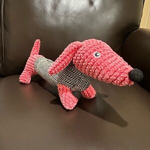 SQUEAKY TOY Cheerful Pink Black Dog Cat Plush Toy Terrycloth Soft Fabric